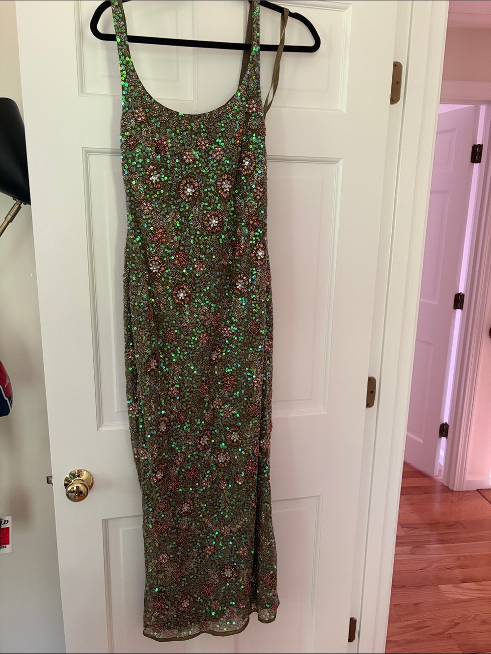 MAC DUGGAL Women’s Sleeveless Hand Beaded Floral Midi Dress